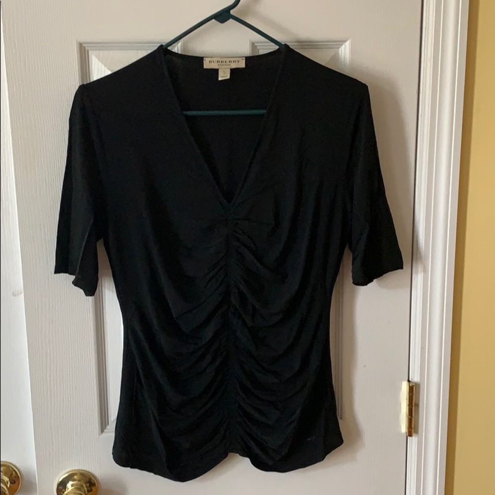 Burberry Black Ruched Blouse